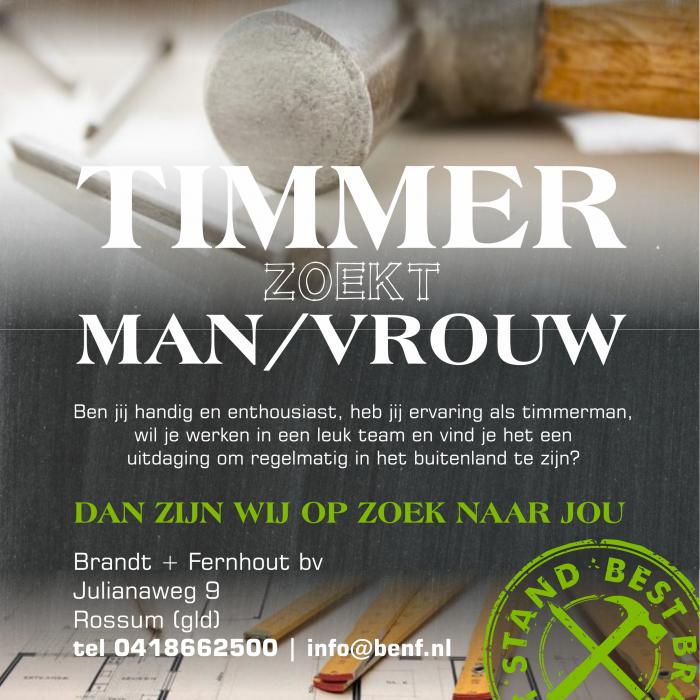 TIMMER zoekt MAN/VROUW